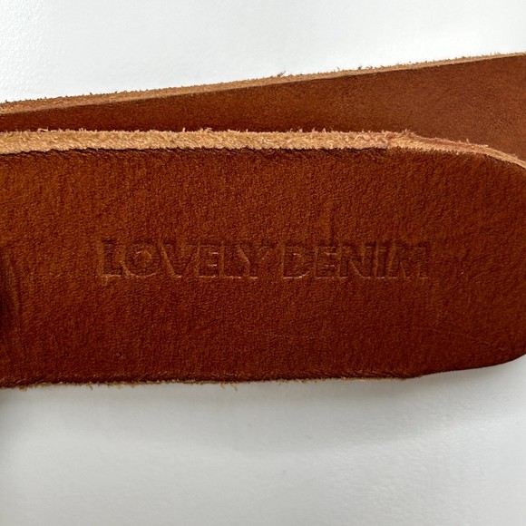 LOVELY DENIM Crow Brown Leather Belt Brass Buckle‎ Size Small 1.5\